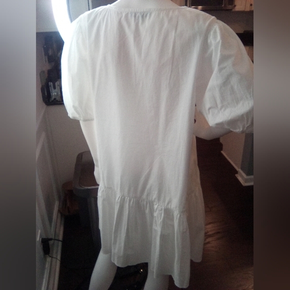 Women's Samson White Puff Sleeve Dress, Size Large, White - Picture 14 of 16